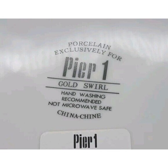 Pier One Imports Gold Swirl Dinner Plates (2) Christmas Holiday - Picture 4 of 5